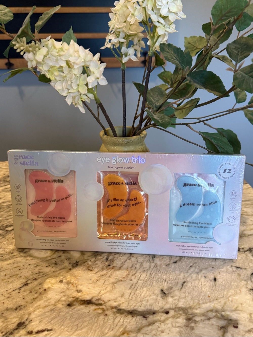 Grace & Stella Eye Glow Trio Under Eye Mask Set of 12 NEW Sealed Box